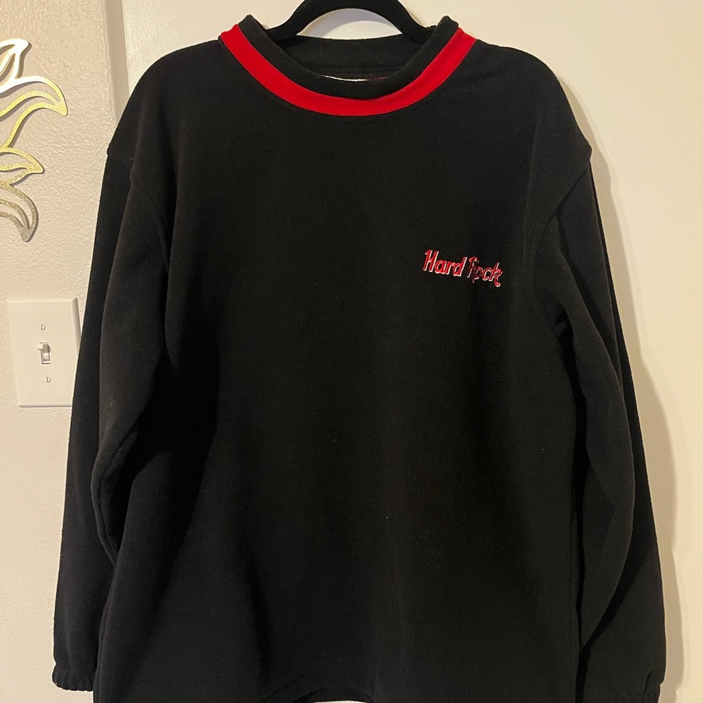 Hard Rock Cafe Mock Neck Pullover Fleece with Red Trim